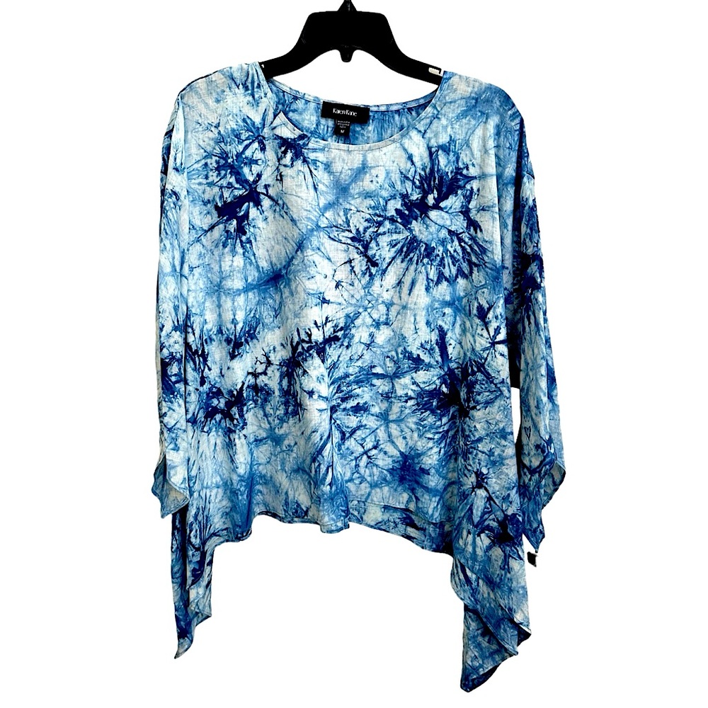 Karen Kane Blue Tie-Dye Tunic Top 100% Cotton